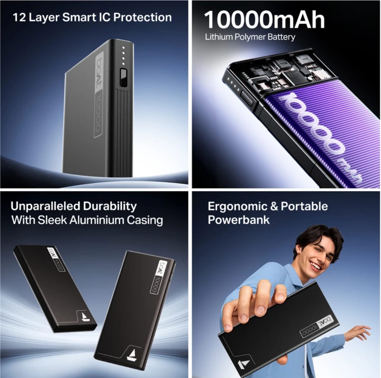 boAt 10000 mAh 22.5 W Power Bank  (Carbon Black, Lithium Polymer, Quick Charge 3.0 for Mobile) - Image 8