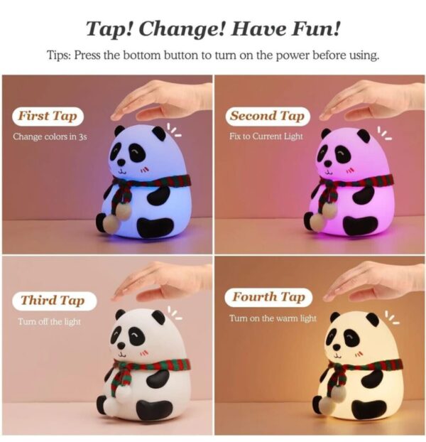 Nexuss Panda Lamp Cute Silicone Kawaii Night Lamp For Bedroom With Touch Gesture 7Color Night Lamp - Image 2